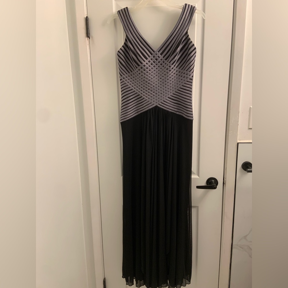 Adore Black Maxi Dress with Gray Striped Bodice